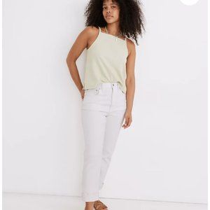Madewell High-Rise Slim Boyjean in Tile White